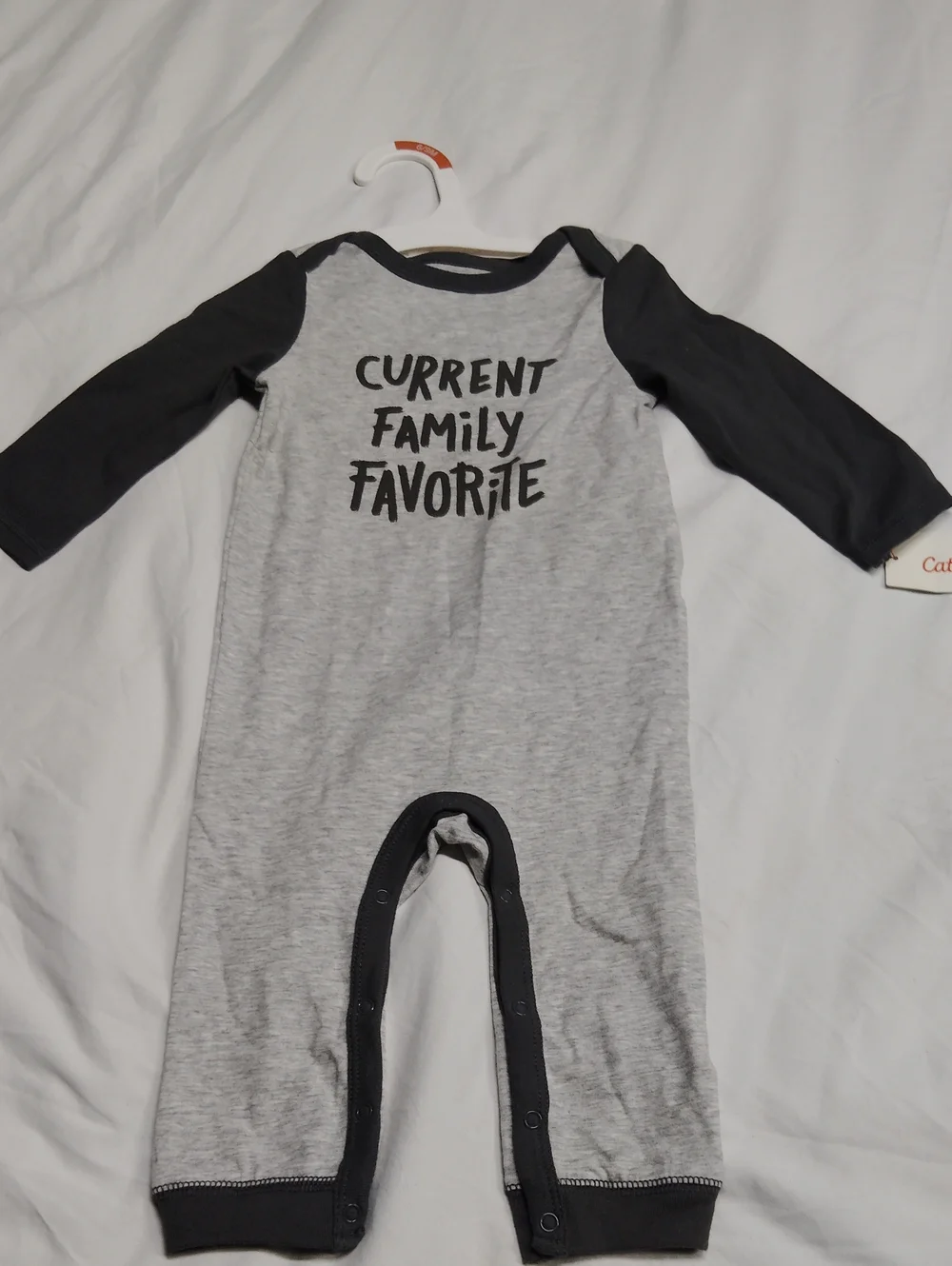Cat & Jack Grey and Black 'Current Family Favorite' Baby One-Piece
